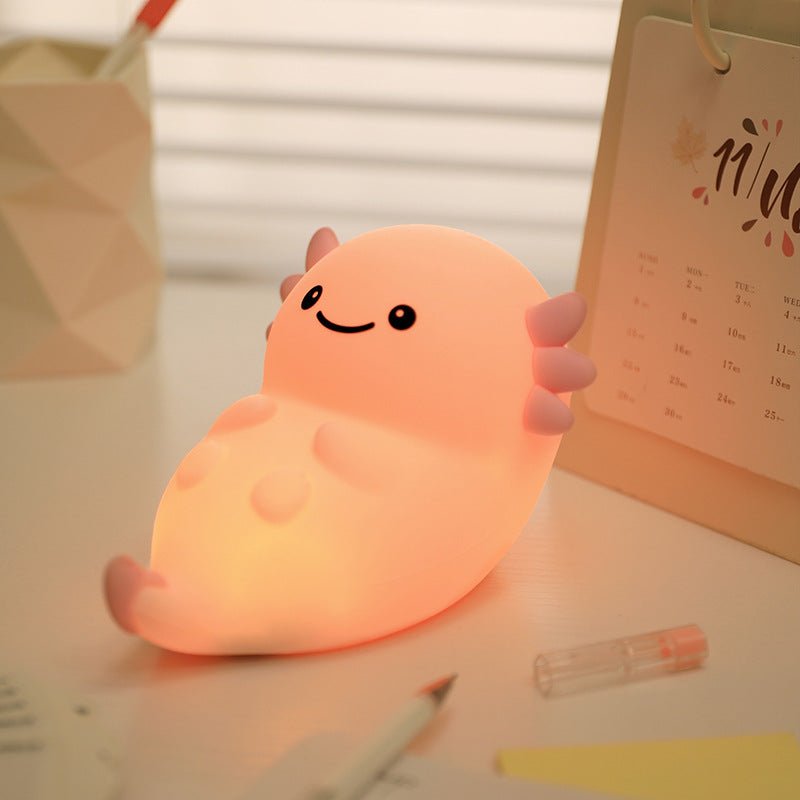 Squishy Silicone Pink Axolotl LED Night Light - Perfect Gift for Kids and Girls