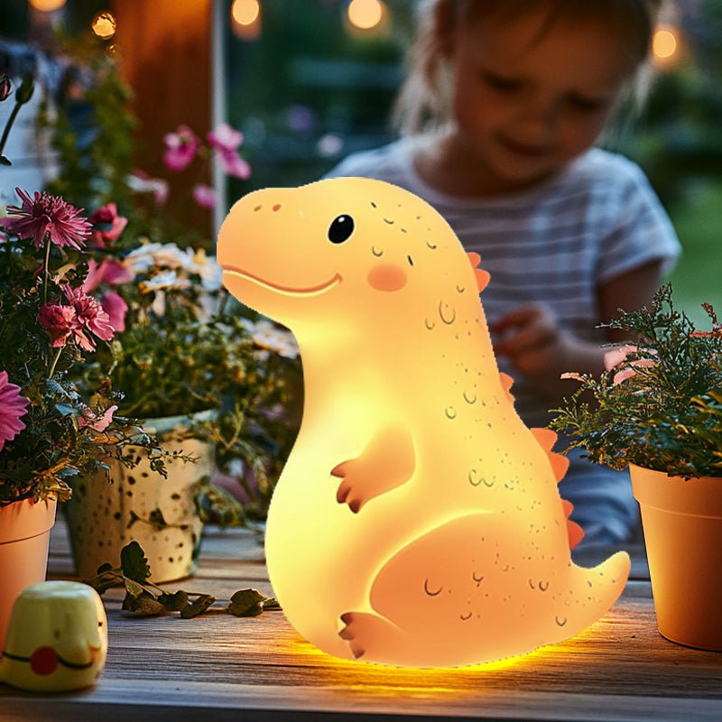 Squishy Silicone Smiley Giant Dinosaur LED Night Light - Perfect Gift for Kids and Girls